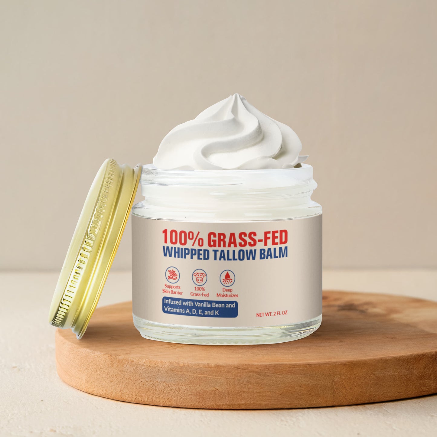 Whipped Grass-Fed Tallow Balm with Vanilla Bean