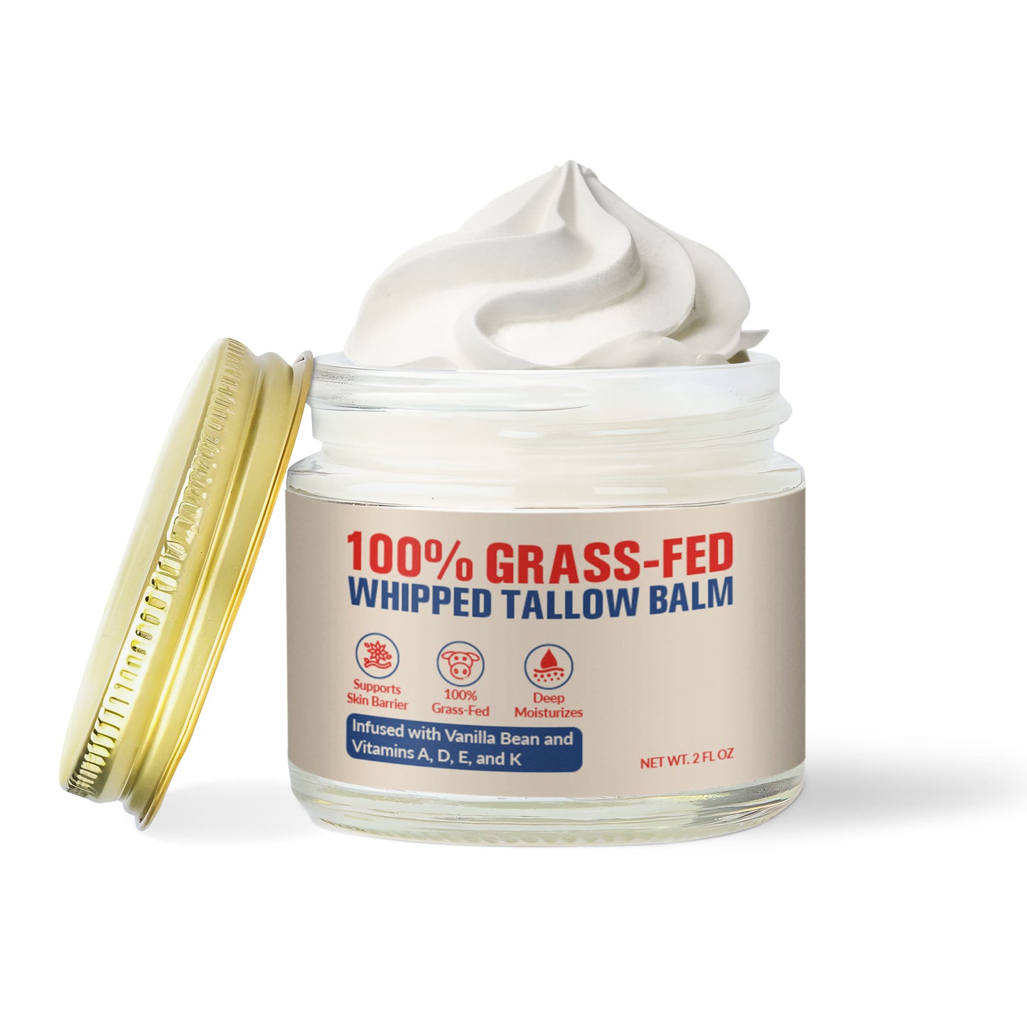 Whipped Grass-Fed Tallow Balm with Vanilla Bean