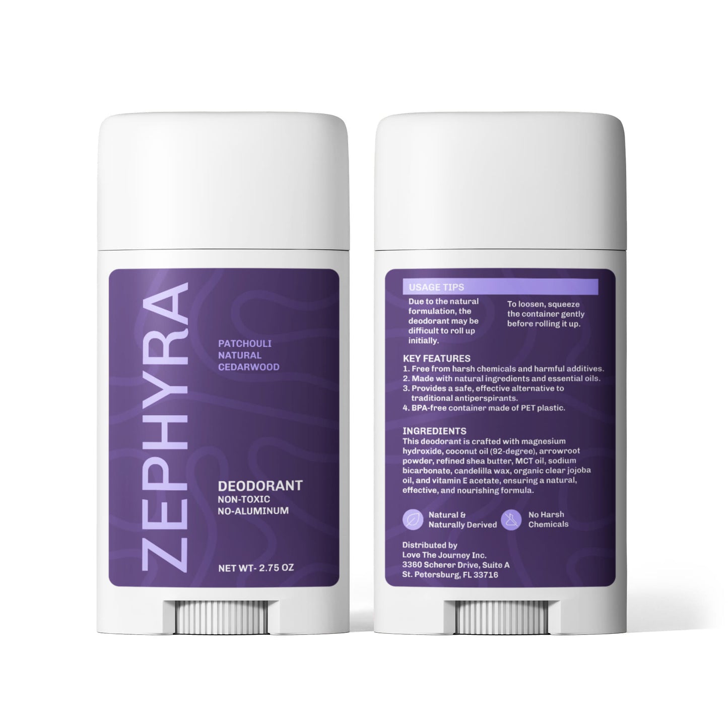 2 Pack Non-toxic Natural Deodorant, Aluminum-Free for Women