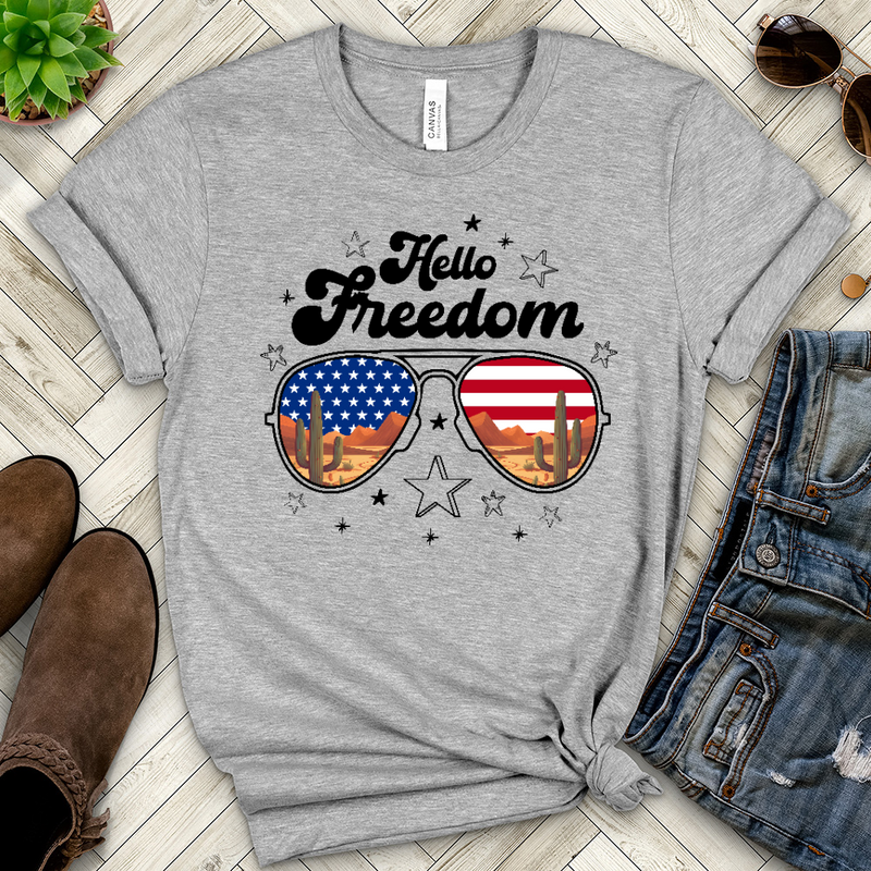 Hello Freedom Heathered Tee