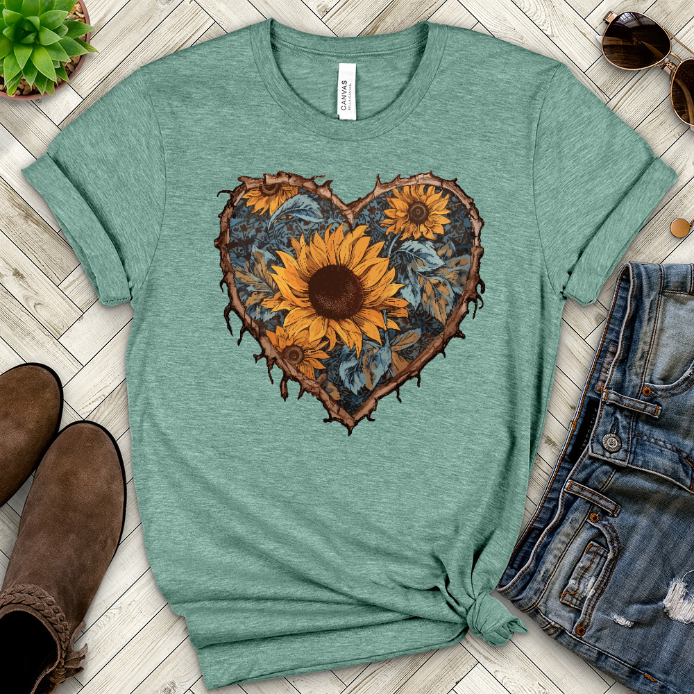 Sunflower Heart Heathered Tee