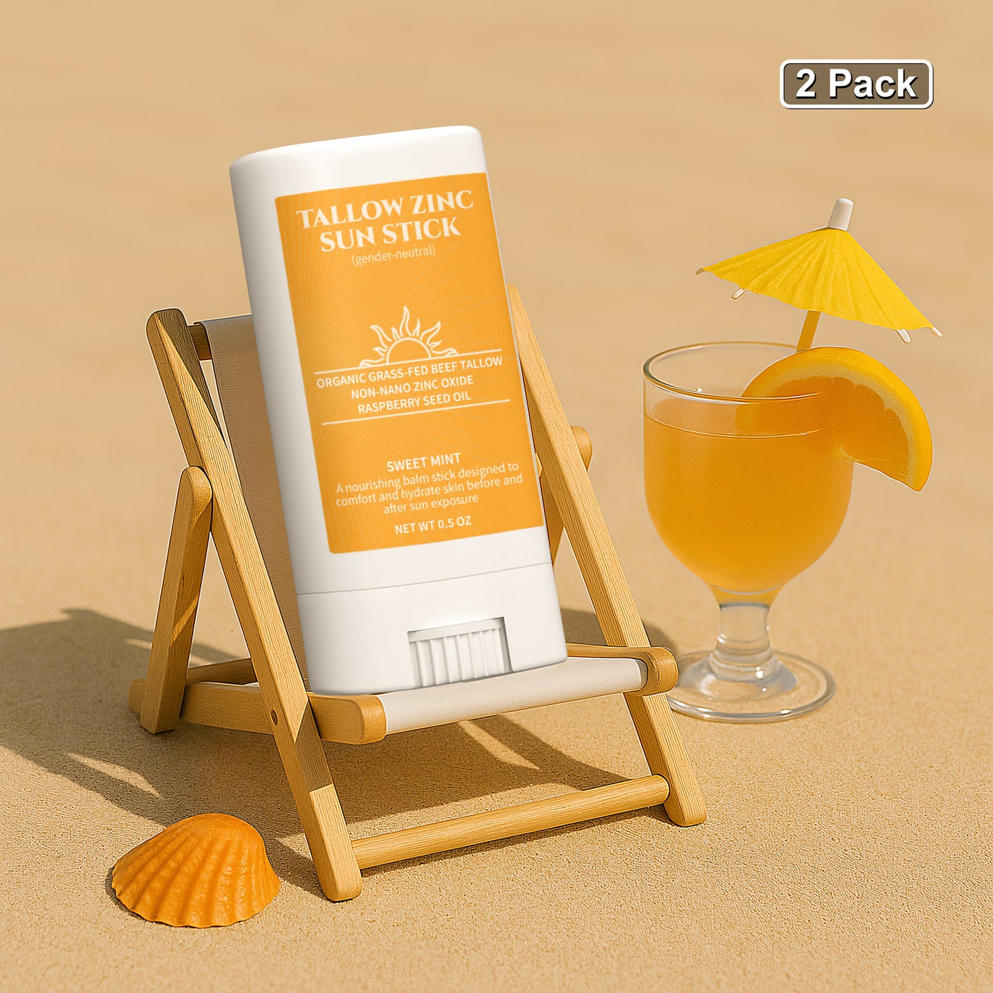2 Pack Tallow Zinc Sun Stick