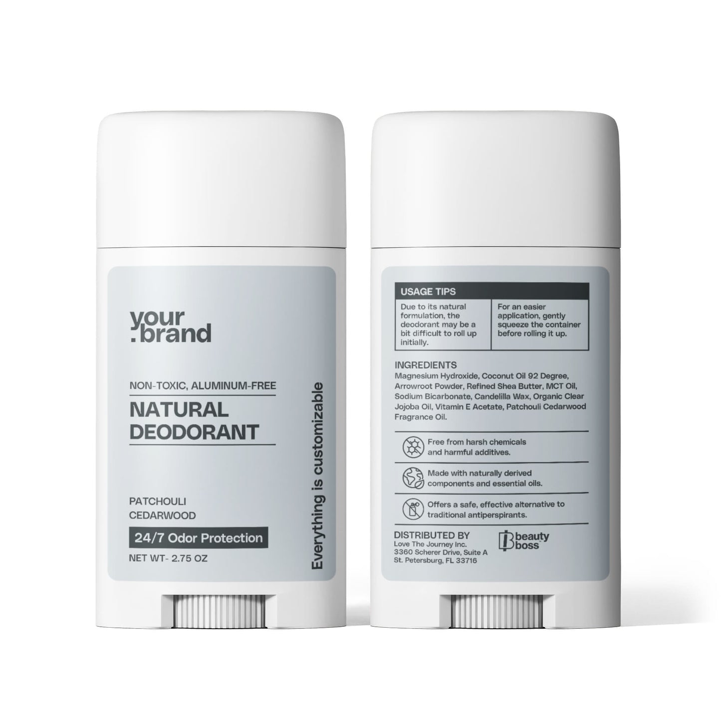 2 Pack Non-toxic Natural Deodorant, Aluminum-Free for Men