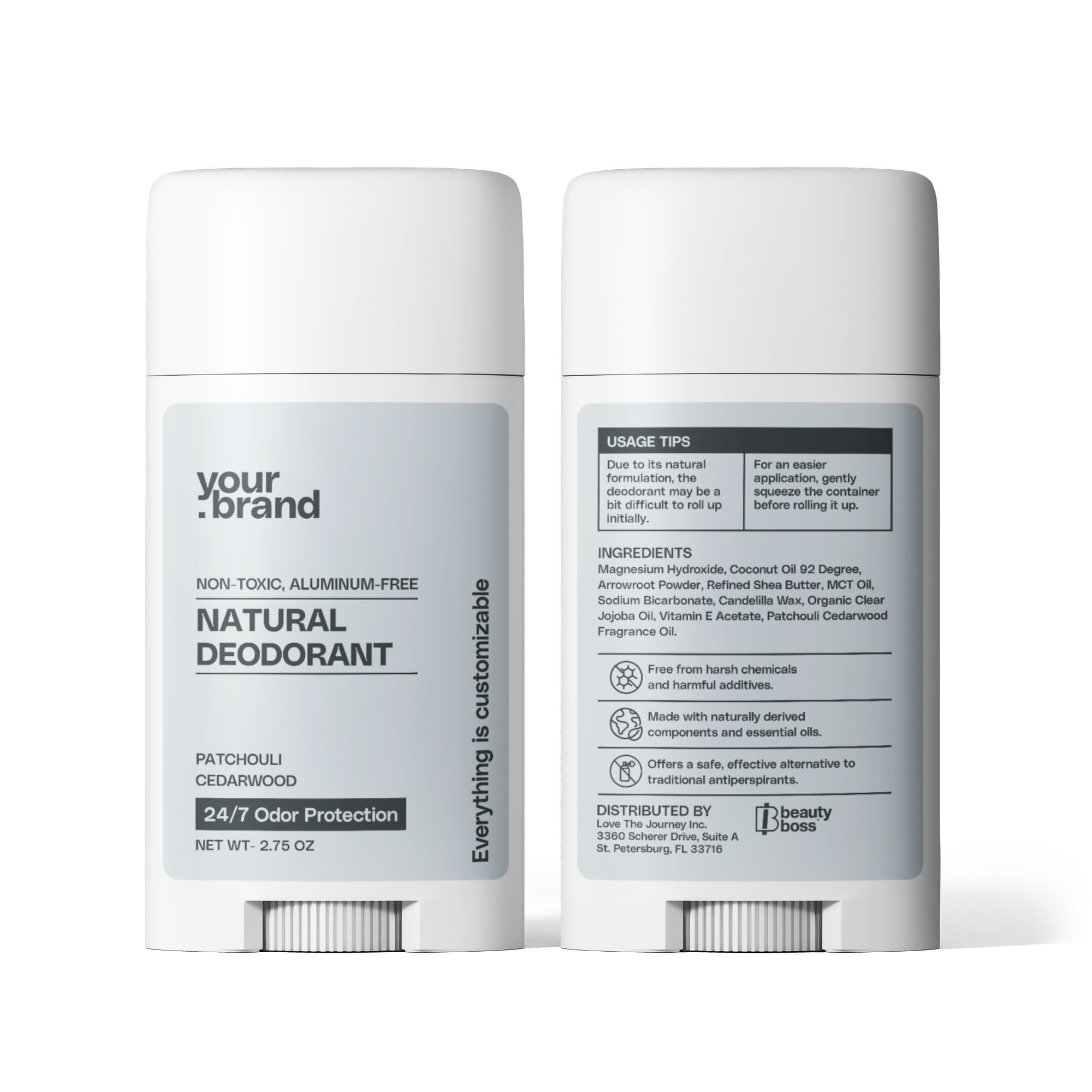 2 Pack Non-toxic Natural Deodorant, Aluminum-Free for Men