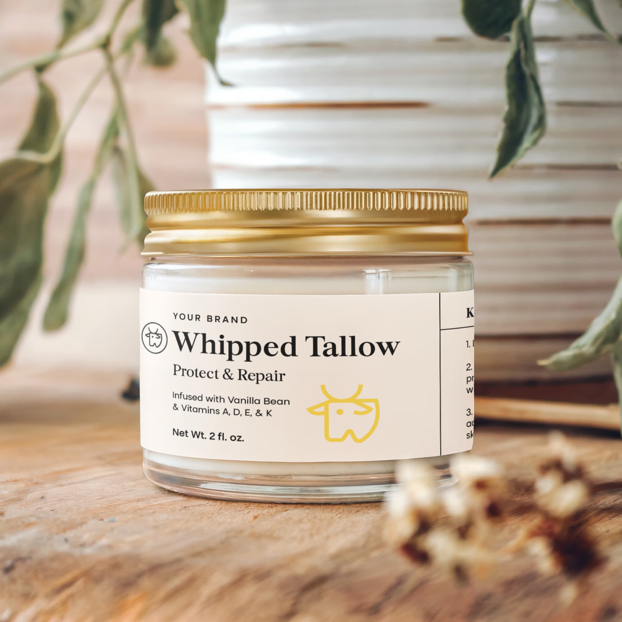 Whipped Grass-Fed Tallow Balm with Vanilla Bean