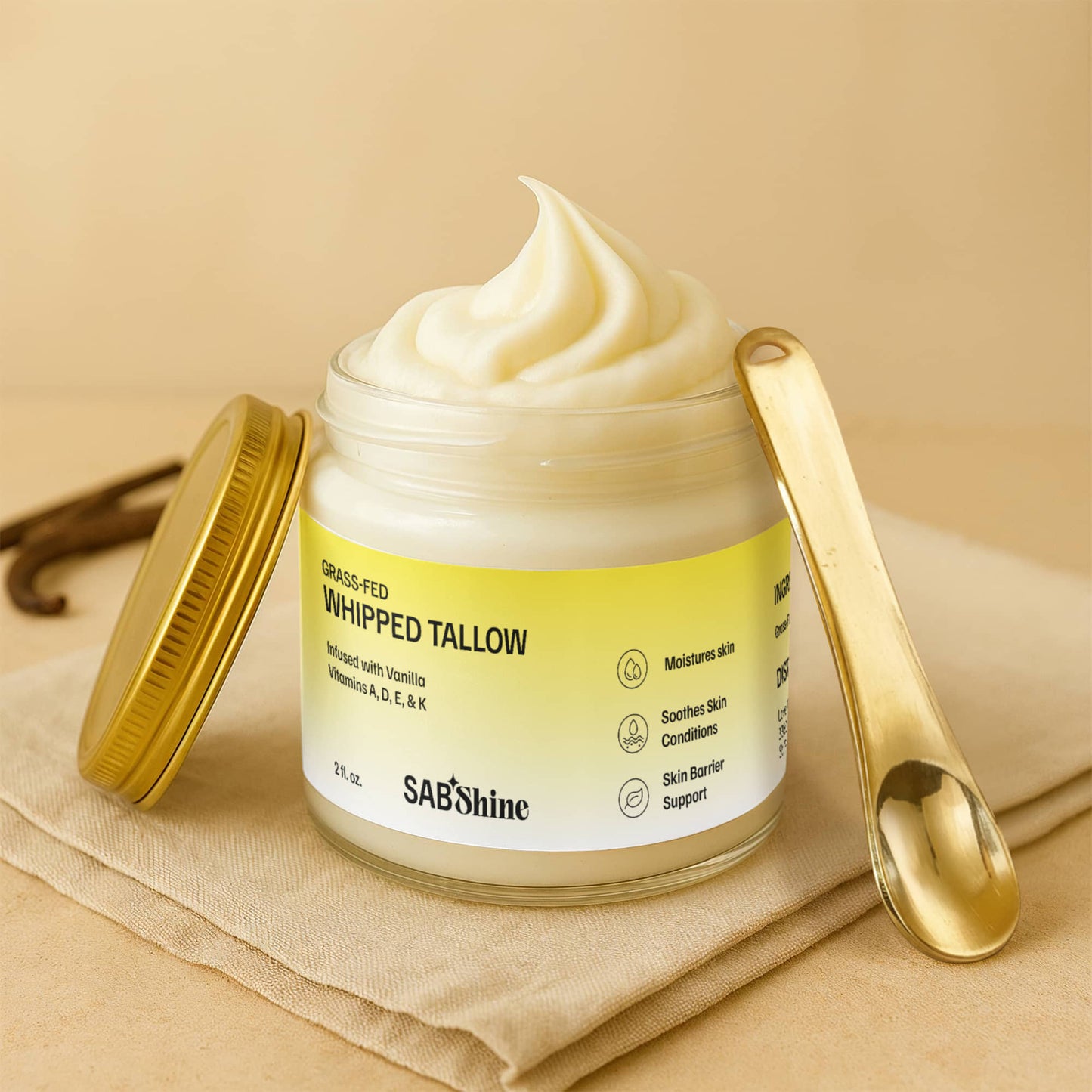 Whipped Grass-Fed Tallow Balm with Vanilla Bean