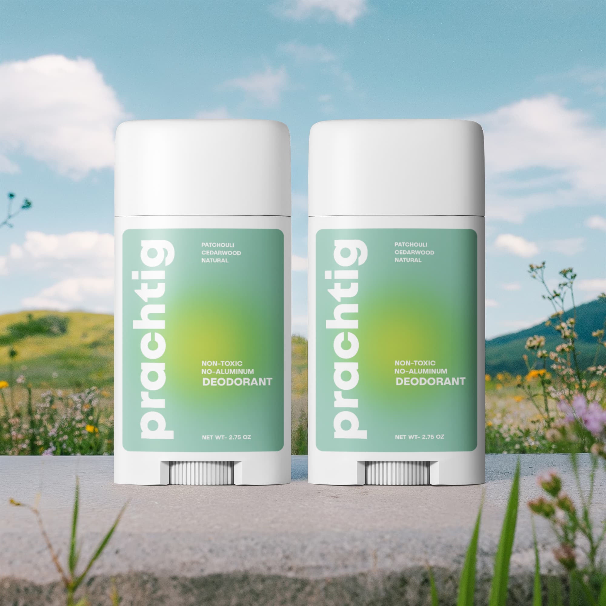 2 Pack Non-toxic Natural Deodorant, Aluminum-Free for Women