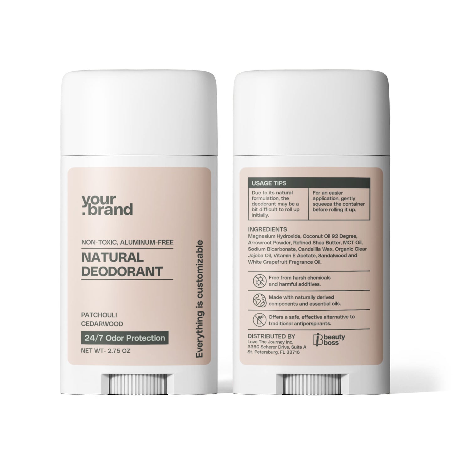 2 Pack Non-toxic Natural Deodorant, Aluminum-Free for Women
