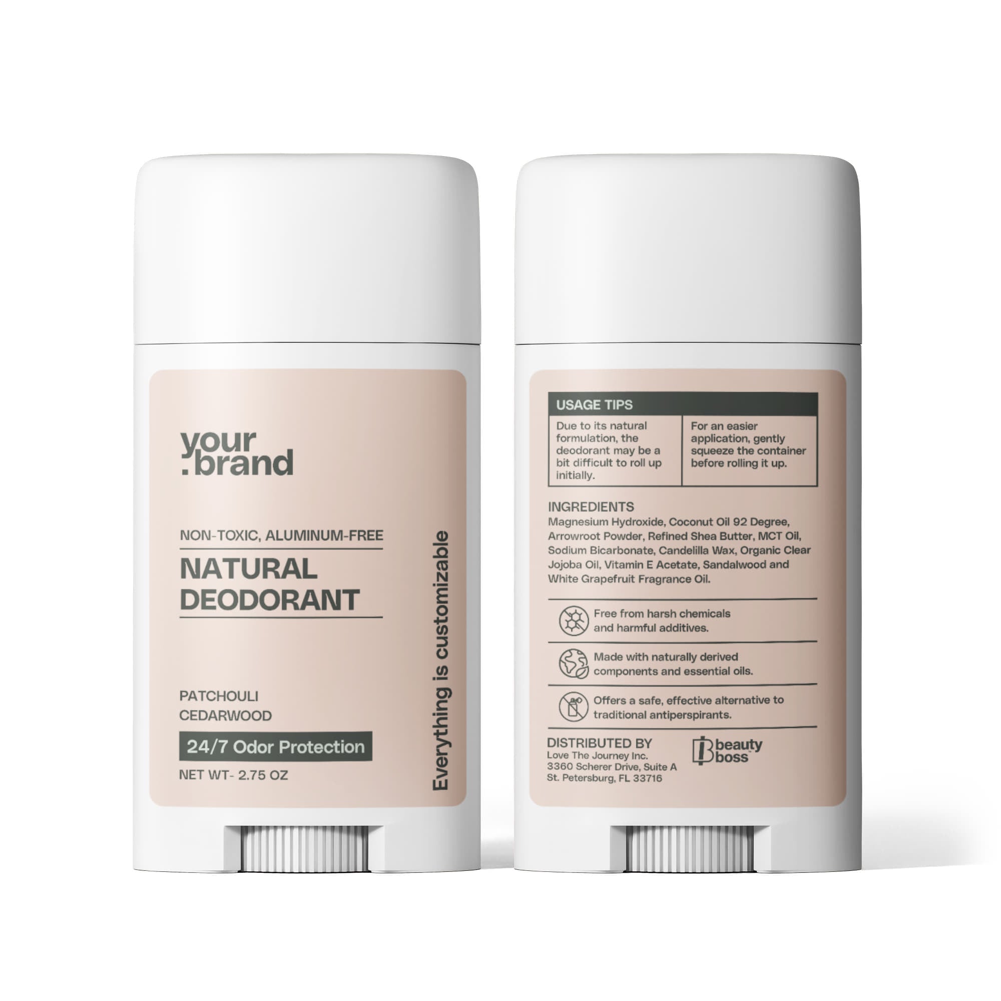 2 Pack Non-toxic Natural Deodorant, Aluminum-Free for Women