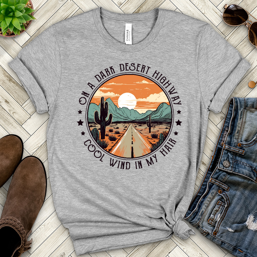 On A Dark Desert Highway Heathered Tee