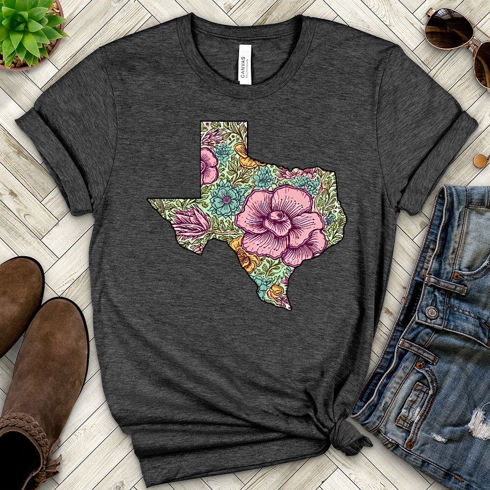 Floral Texas Heathered Tee