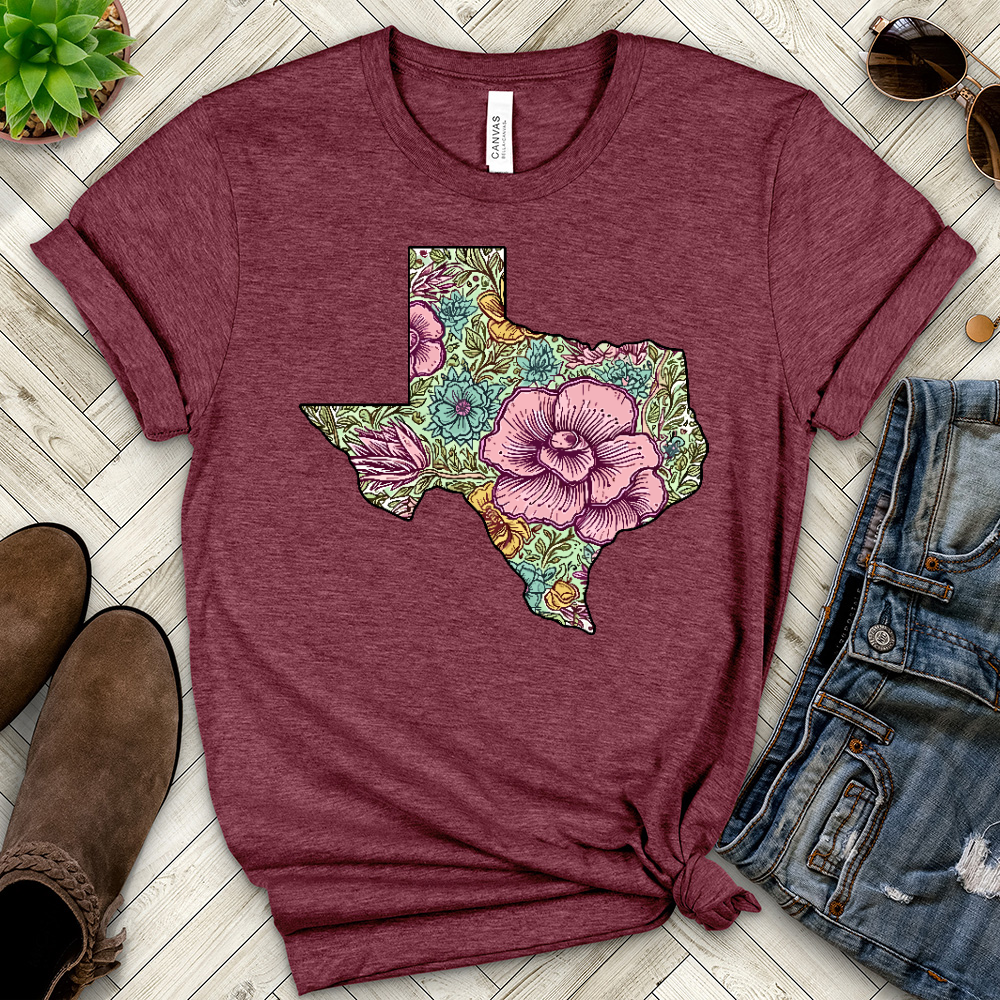 Floral Texas Heathered Tee