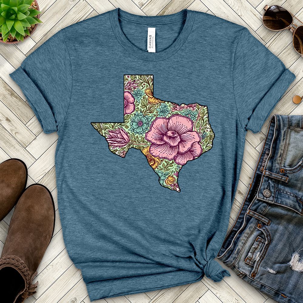 Floral Texas Heathered Tee