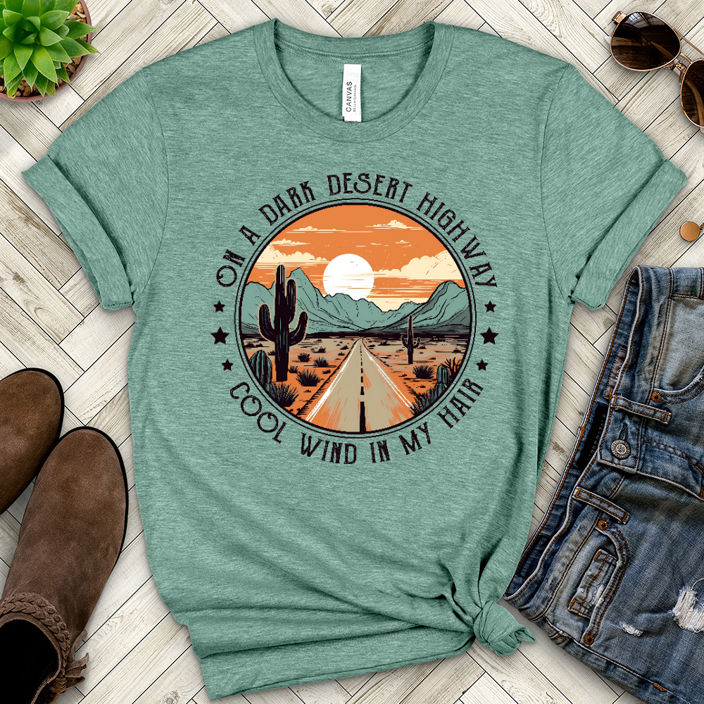 On A Dark Desert Highway Heathered Tee