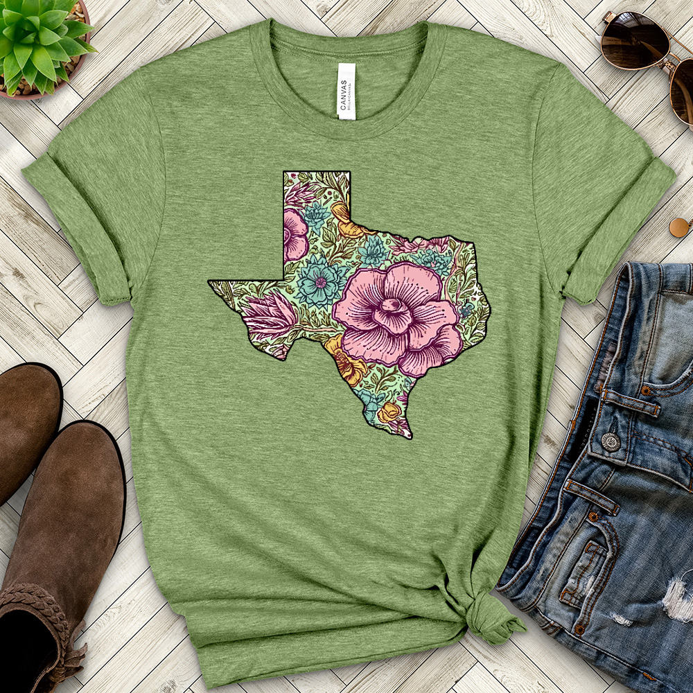 Floral Texas Heathered Tee