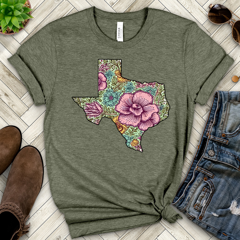 Floral Texas Heathered Tee