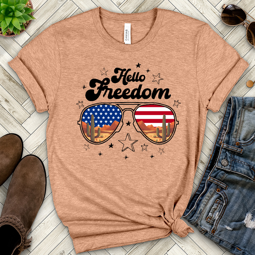 Hello Freedom Heathered Tee