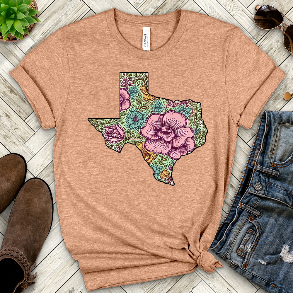Floral Texas Heathered Tee
