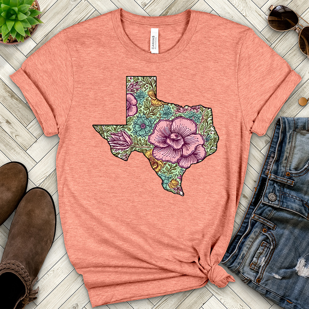 Floral Texas Heathered Tee