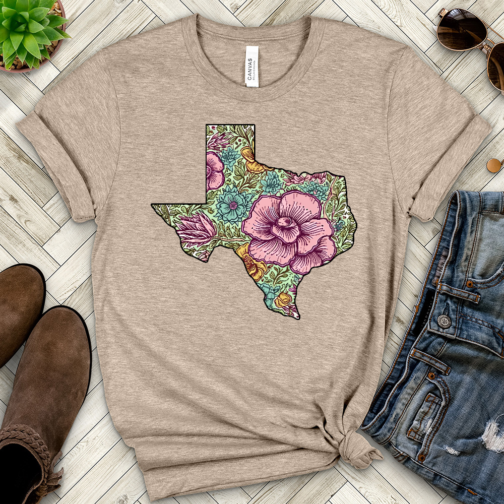 Floral Texas Heathered Tee